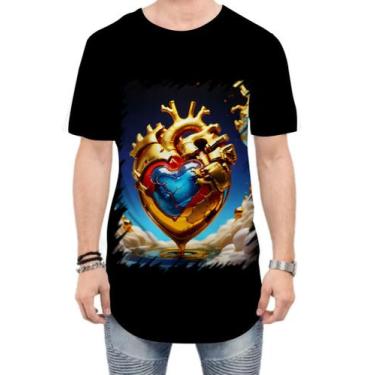 Imagem de Camiseta Longline Coração de Ouro Líquido Gold Heart 4 - Kasubeck Stor