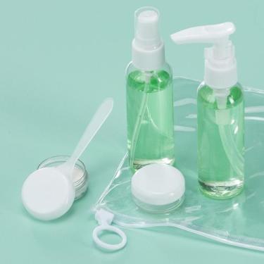 Imagem de Kit frascos para viagem com 6 peças estojo transparente e recipientes 