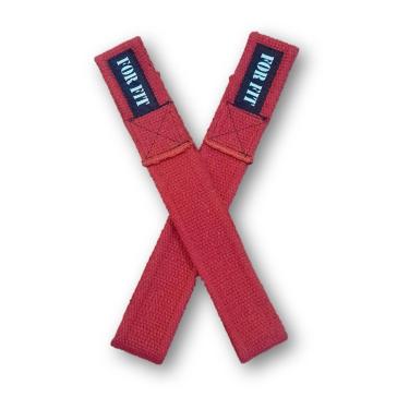 Imagem de Tala Straps para Academia 100% Algodão para Levantamento de Peso Super Resistente Vermelho OEM