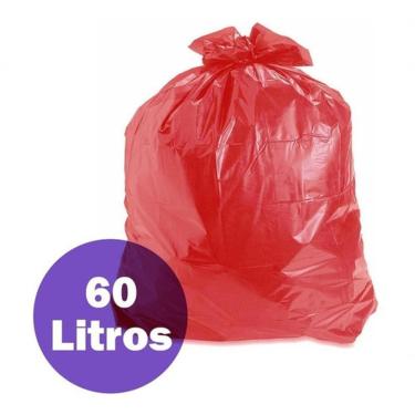 Imagem de Saco para Lixo Saco de Lixo Vermelho 60 Litros Coleta Seletiva para Descarte de Plástic...