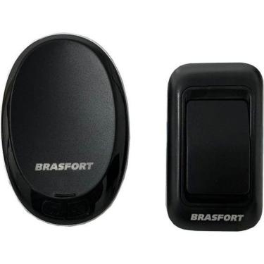 Imagem de Campainha sem Fio Pilha-Tomada Preto com Instalação sem Fio Alcance Até 100 Metros e Receptor Bivolt Brasfort