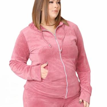 Imagem de Blusa Feminina Plush Veludo Outono Inverno Capuz Bolso - Restart, Rosa
