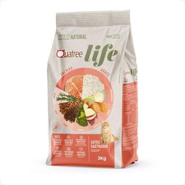 Imagem de Ração Quatree Life Gatos Castrados Salmão e Arroz - 3Kg