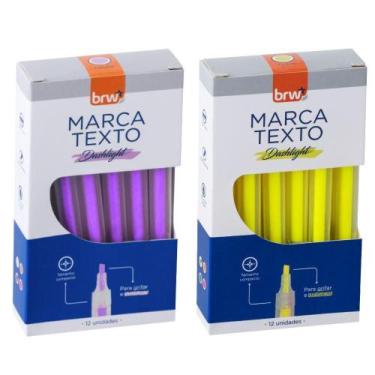 Imagem de Caneta marca-texto BRW Marca Texto Transparente Traço 1-4MM Kit 2 Caix