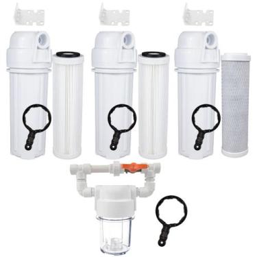 Imagem de Filtro Agua 3 Estágios 2 Plissados + 1 Carvão + Clorador Branco - Roya