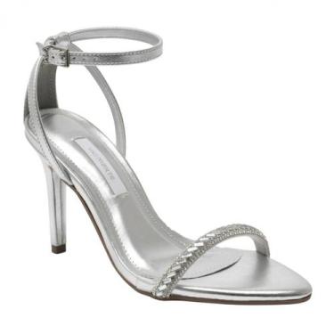 Imagem de Sandália Social Salto Alto Via Marte 337-005, Prata, 37