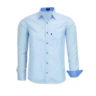 Imagem de Camisa Social Masculina LBL Manga Longa Comfort Listrada Com Bolso 301