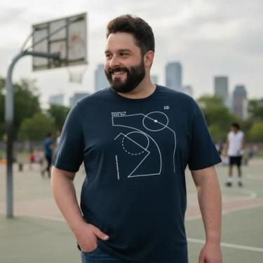 Imagem de Camiseta Masculina Plus Size Estampas Malwee G1 AO G5, Azul marinho, G