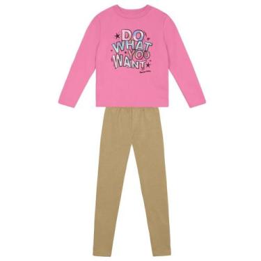 Imagem de Conjunto infantil menina em moletom peluciado Brandili, 4, Rosa pink