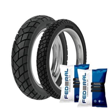Imagem de Par Pneu Moto Rinaldi R34 90/90-19 e 110/90-17 +Câmara de Ar