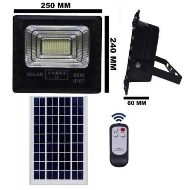 Imagem de Refletor holofote led solar smd 60w 6500k(branco frio)c/ placa - Valep