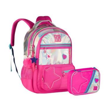 Imagem de Kit Mochila De Costas Acolchoadas Rebecca Bonbon Holográfica Com Estoj