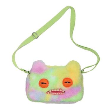 Imagem de Bolsa Transversal De Pelúcia Monstro De Dentes Feios De Cabeça Grande 