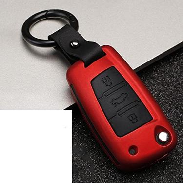 Imagem de YJADHU Tampa do estojo da chave do carro remoto, apto para Audi A1 A3 8P 8V 8L A4 B6 B7 B8 A5 8T A6 C5 C6 C7 A7 4G A8 4E D3 D4 TT 8N 8J MK1 MK2, B Vermelho