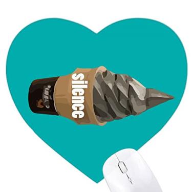 Imagem de Mouse pad preto com contorno de texto de gelo com coração à mão livre, tapete de borracha para escritório