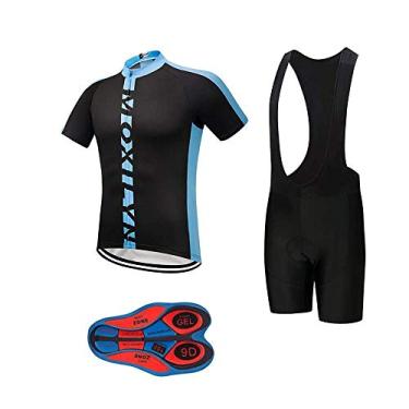 Imagem de MOXILYN Conjunto de camisa masculina de ciclismo de secagem rápida + shorts com kit de roupas de equitação MTB acolchoado com gel 9D