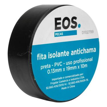 Imagem de Kit Fita Isolante EOS para Instalação Elétrica 10m x 0,18m Preta - 10 Unidades -