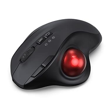 Imagem de Mouse Trackball sem fio Bluetooth 2.4G+Dual, Mouse ergonômico com conexão para 3 dispositivos KKUOD, Mouse Ergo recarregável com porta USB-C e 3 DPI, Mouse operado pelo polegar para PC Computador Laptop Tablet