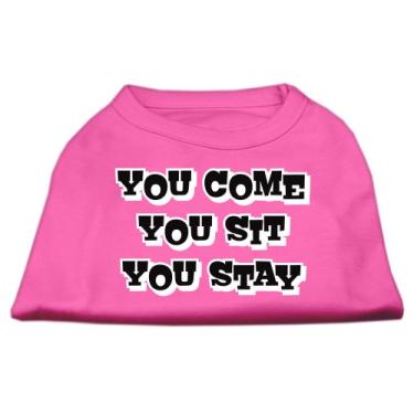 Imagem de Mirage Pet Products Camisetas estampadas You Come/You Sit/You Stay de 50 cm para animais de estimação, 3GG, rosa brilhante