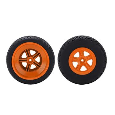 Imagem de Pneus de borracha RC, 4 peças 1/10 pneus RC aro de roda amortecimento forte para caminhão de curso curto 1/10 Laranja