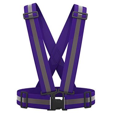 Imagem de Colete refletor de 9 cores AYKRM com faixas Hi Vis, totalmente ajustável e multiuso: corrida, ciclismo, segurança para motocicleta, caminhada com cães - alta visibilidade, Roxa, S-XL