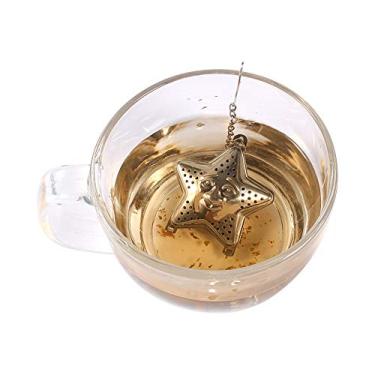 Imagem de coador de chá de aço inoxidável 304,Infusor de chá, filtro de chá em forma de corrente estrela para bules copos canecas para infusão embebendo folhas soltas, temperando especiarias