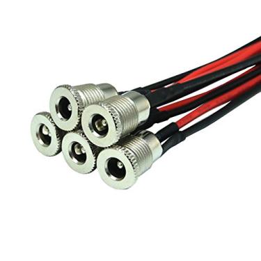 Imagem de FILSHU Adaptador conector fêmea rosqueado de 5,5 x 2,1 mm DC com cabo de 15 cm 18 AWG
