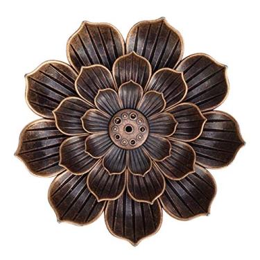 Imagem de Kiboule Suporte de incenso de liga de lótus design vara queimador de placa de incenso com apanhador de cinzas