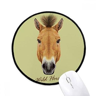 Imagem de Mouse pad marrom forte cavalo selvagem animal desktop escritório tapete redondo para computador