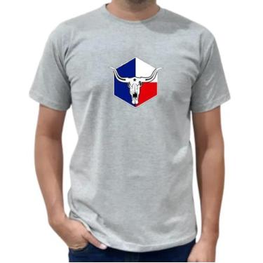 Imagem de Camiseta Masculina Country Losangulo Cabeça Boi Colorido 100% Algodão