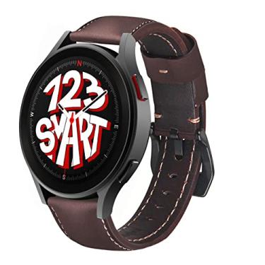 Imagem de Pulseira de Couro Marca 123Smart compatível com Galaxy Watch 4 Watch 5 Watch 6 Watch 7 40mm 42mm 43mm 44mm 45mm 46mm 47mm