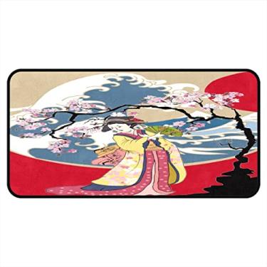 Imagem de Vijiuko Tapetes de cozinha geisha japonesa menina área de cozinha tapetes e tapetes antiderrapante tapete de cozinha tapete de pé lavável para chão de cozinha escritório em casa pia lavanderia interior exterior 101,6 x 50,8 cm