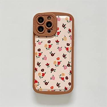Imagem de Estojo de folha de papel de flor pequena protetora de tela cheia de moda de luxo para iPhone 13 12 11 Pro XS MAX XR X 7 8 Plus Capa traseira macia, A, para iPhone 7Plus i8Plus