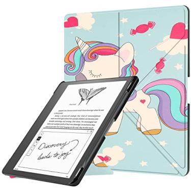 Imagem de Capa dobrável pintada com suporte para Kindle Scribe, capa de 10,2 polegadas com função automática de despertar e hibernar com bandeja de caneta
