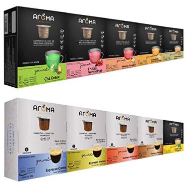 Imagem de 150 Cápsulas Para Nespresso - Kit Degustação Café E Chá - Cápsula Aroma