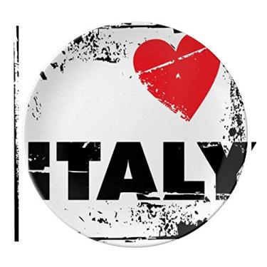 Imagem de Prato quadrado de porcelana decorativa I Love Italy Word Love Heart Prato de jantar