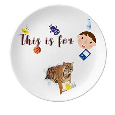 Imagem de Damage Animal Paper Tigers Gatos Prato de Porcelana Jantar Redondo Prato Menino Homem