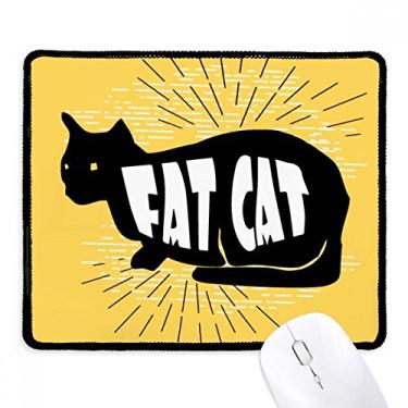Imagem de Mousepad preto com contorno de gato natural borda costurada tapete de borracha para jogos