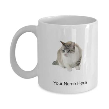 Imagem de Caneca personalizada de gato siamês – Xícara de café de gato siamês – Ideia para amantes de gatos siameses – Caneca de café de 325 ml