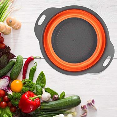 Imagem de Cesta de lavagem, linda cesta, durável para acampar em casa (laranja, grande + pequeno)