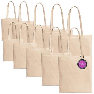 Imagem de Kit 10x Sacola Ecobag em Algodão Reciclado e Poliéster Breeze TopGet