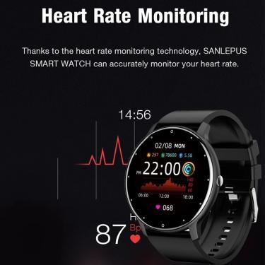 Imagem de Smart Watch Men Full Touch Screen Sport Fitness Watch IP67 Waterproof Bluetooth For Android Ios Smartwatch Men + box Relógios inteligentes (preto)