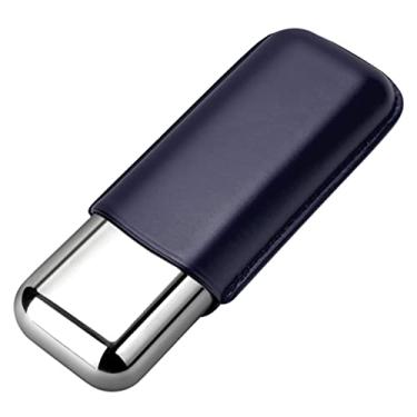 Imagem de Pequeno Estojo para charutos em aço inoxidável para umidificador de charutos bonito Estojo para charutos umidor portátil para 2 charutos Estojo pequeno para umidificador de charutos Feito à mão