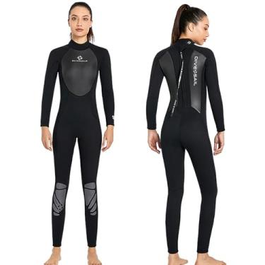 Imagem de Generic Roupa de neoprene feminina de 3mm, roupa de mergulho de corpo inteiro para mergulho com snorkel e surf