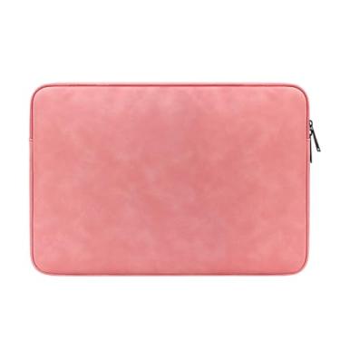 Imagem de Capa de laptop à prova d'água resistente a choque moda leve bolsa de couro PU para notebook tablet 14,1-15,4 polegadas (rosa)