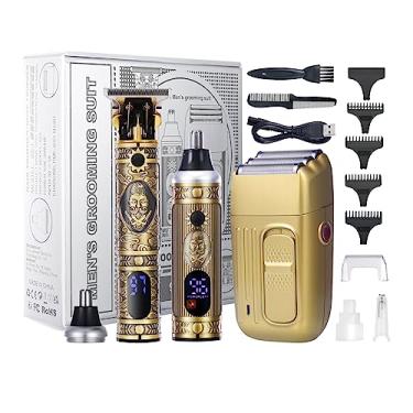 Imagem de Bestauty Kit de aparador de barba 3 em 1, barbeadores elétricos para homens, aparador de pelos do nariz sem fio, barbeadores de pelos, cortadores de cabelo, kit de cuidados masculinos presentes para
