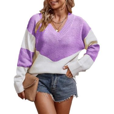 Imagem de Suéter Pulôver Feminino Respirável, Pulôver Casual Com Gola V para Trabalho, Viagens para Casa (XL)