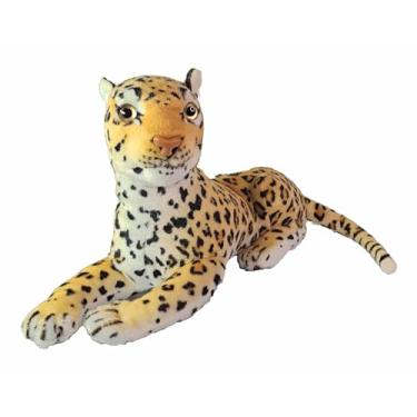 Imagem de Pelúcia Safari Deitada Cabeça Durinha Leopardo Pantera Preta 30Cms (Leopardo)