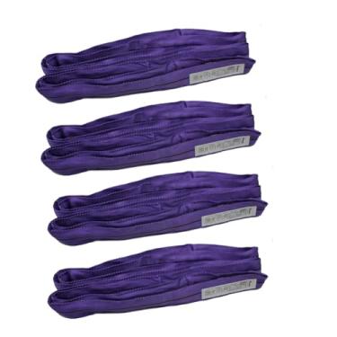 Imagem de Pacote com 4 tiras de levantamento de equipamento de poliéster de 1,8 m para elevação de objetos resistentes, estilingue redondo de poli infinito para içar carga de reboque 1179 kg capacidade vertical