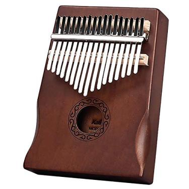 Imagem de Kalimba piano de polegar de 17 teclas, piano de dedo de polegar de mogno kalimba, instrumento de marimba para iniciantes amantes de música madeira de mogno, com martelo de afinação (18 cm x 13 cm)